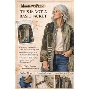 ARTSY VINTAGE Womens Patchwork Jacket Green Velvet Brocade Embroidered Boho M